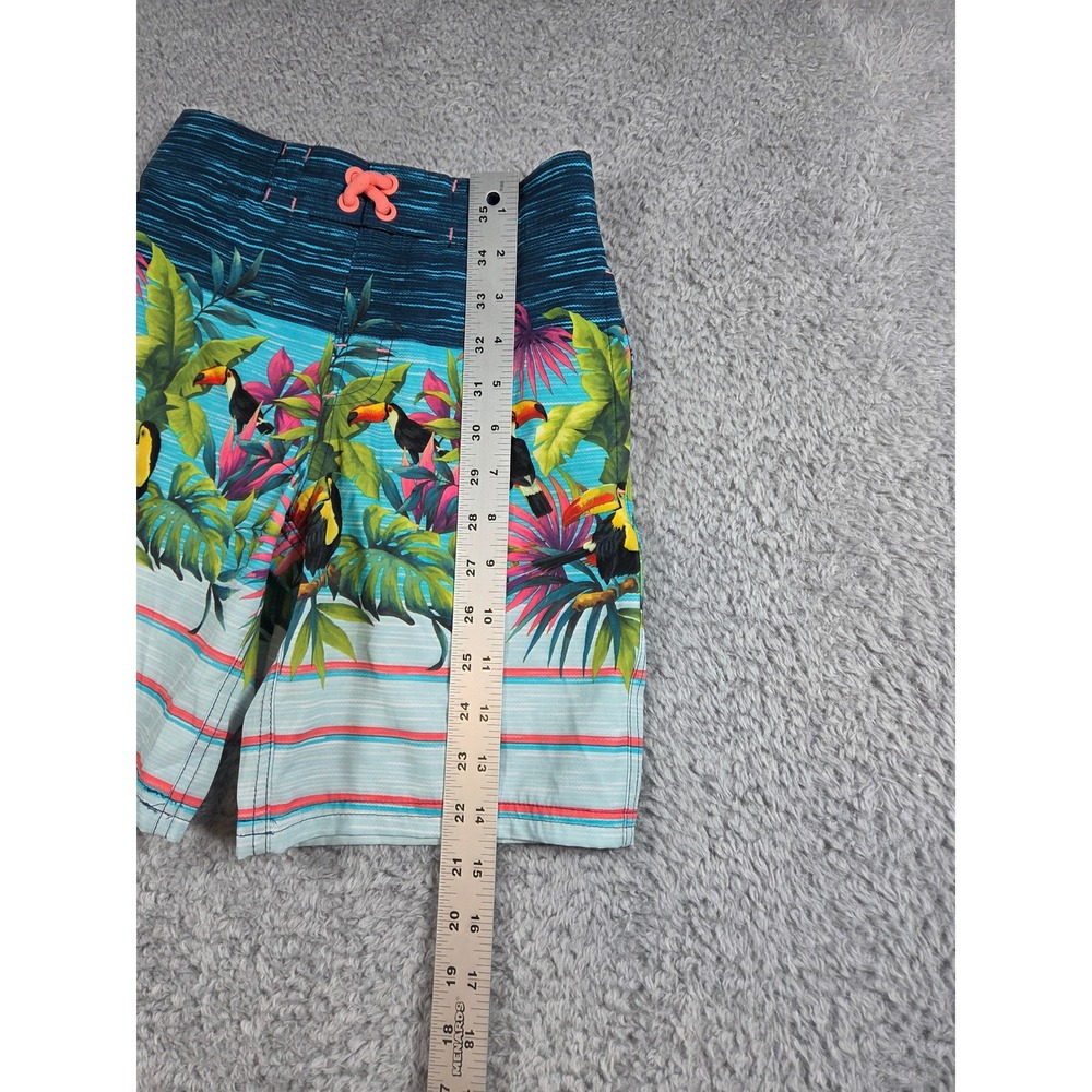 Wonder Nation Swim Trunks Size S 6-7 Blue Kids Tropical Toucan Board Shorts - Picture 6 of 8
